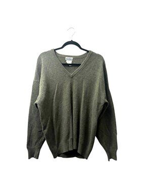 Vintage Bullock & Jones 100% Cashmere V-Neck Sweater L Knit Made in Scotland VTG